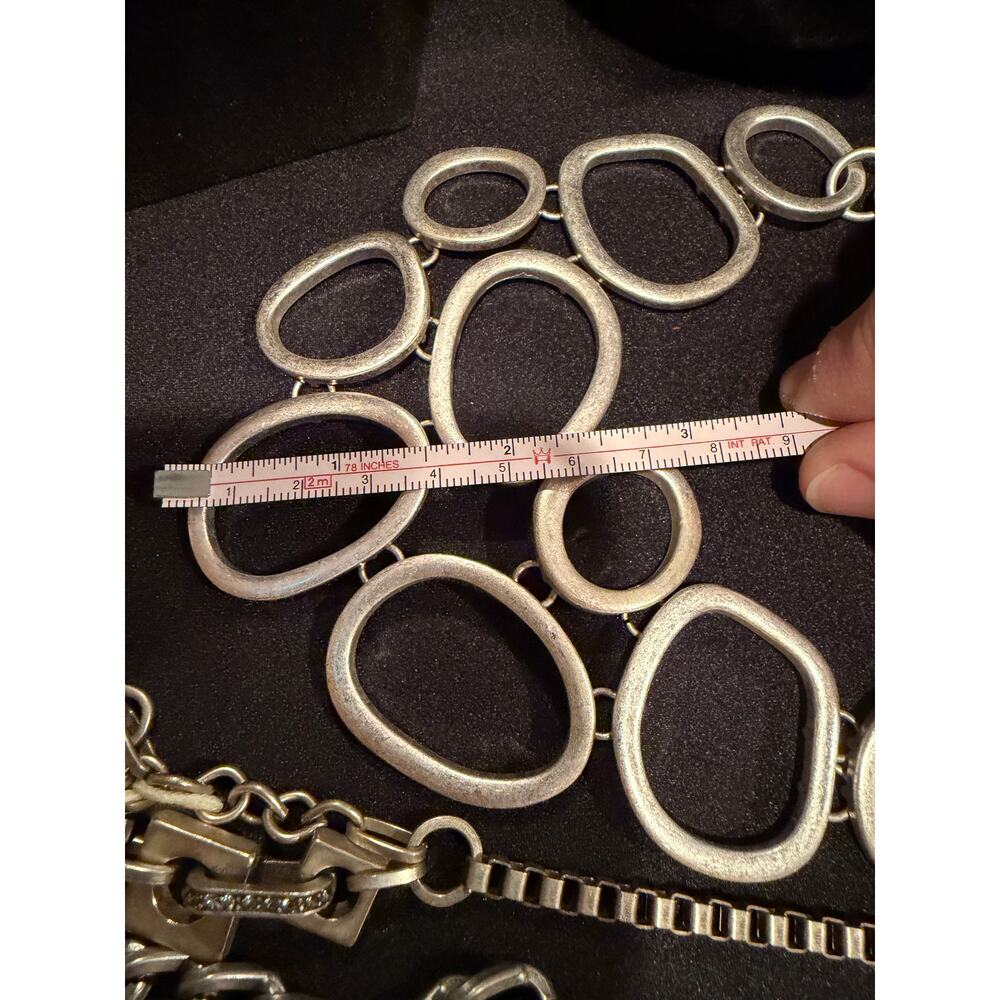 Lot of 3 silver toned statement necklaces, Armani Exchange and Alfani - Picture 9 of 12